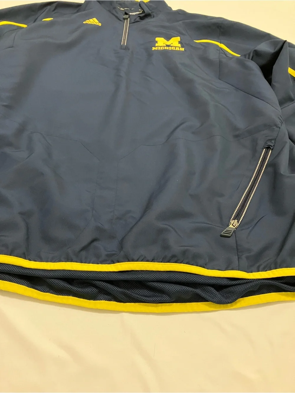 Adidas Michigan Wolverines Climaproof Quarter Zip Pullover Mens XL Navy Blue